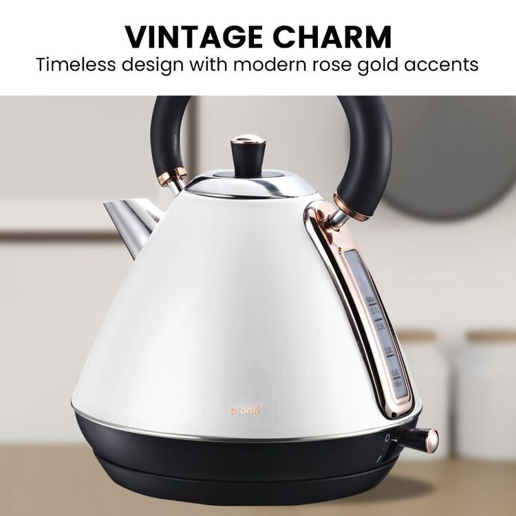 Kettel Roes Pronti 1.7L Rose Trim Collection Kettle White | Spotlight Australia