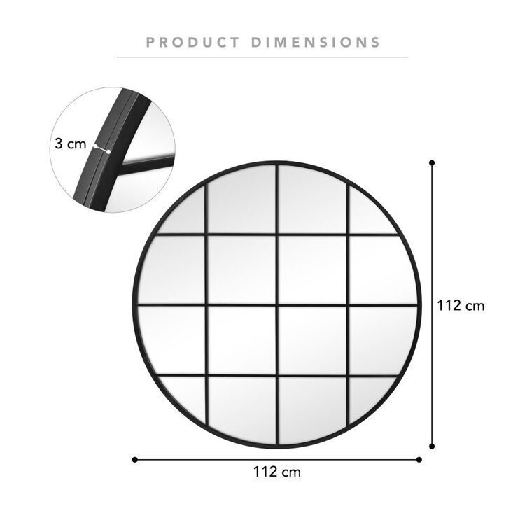 112 Inch Mirror Sophia 112cm Round Mirror Black