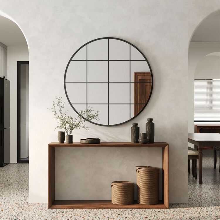 112 Inch Mirror Sophia 112cm Round Mirror Black | Spotlight Australia