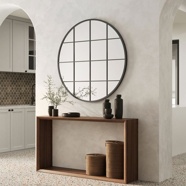 112 Inch Mirror Sophia 112cm Round Mirror Black | Spotlight Australia