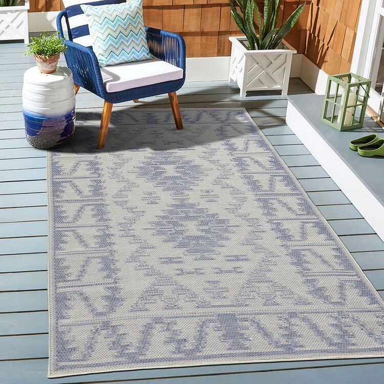 Spotlight Blue Rug Rug Culture Patio Unitex Kuza Rug Blue | Spotlight Australia