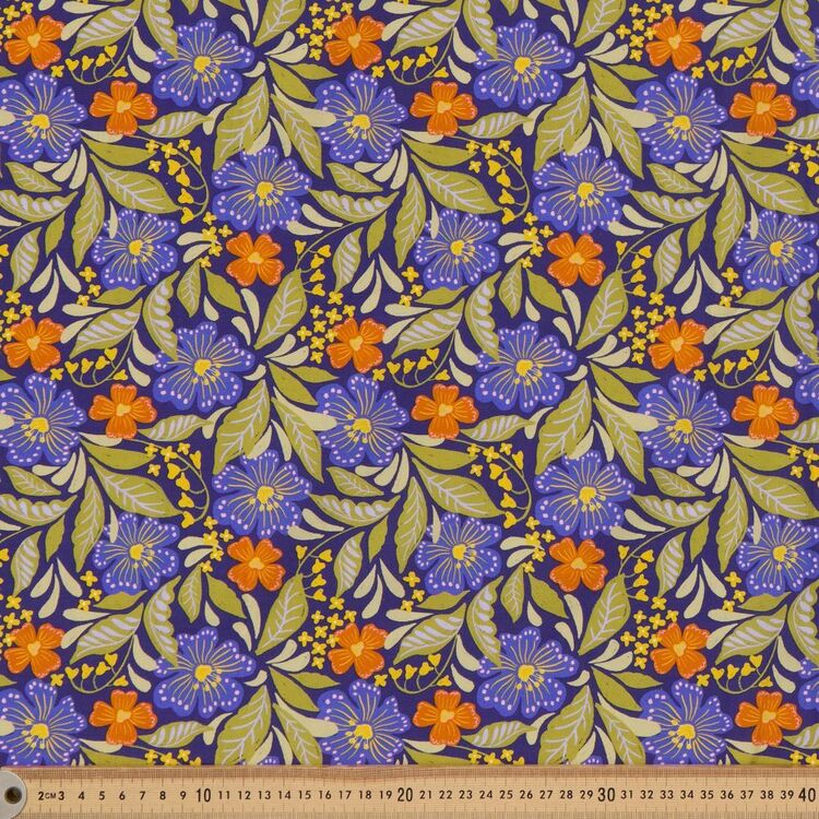 Multicoloured Printed Alice Retro 112cm Cotton Poplin Fabric Multicoloured 112 cm ...