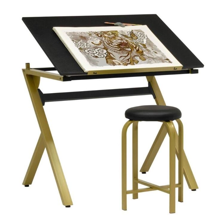 Drawing Table With Stool Artfusion Stellar Drawing Table with Stool Gold One Size | Spotlight ...