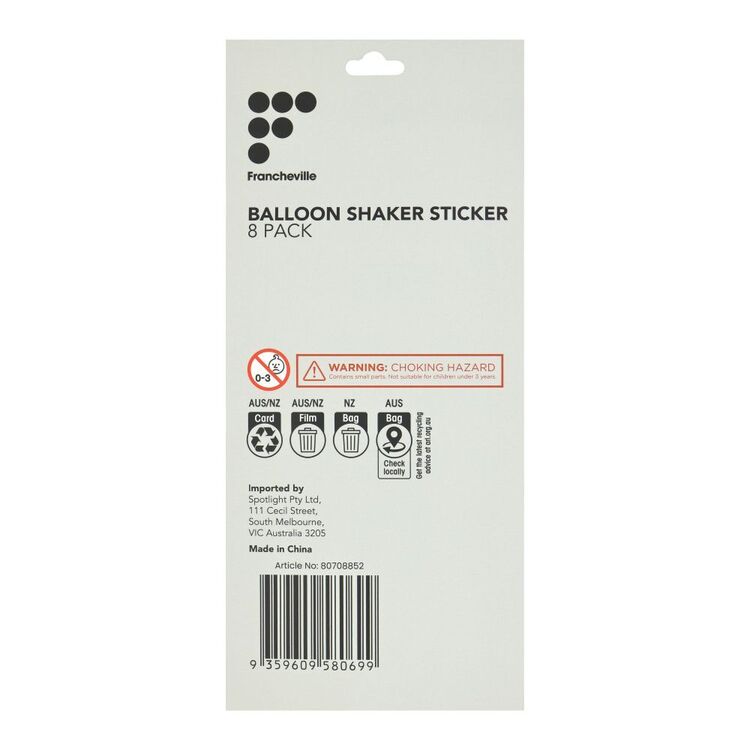 Latest Addition Sticker Francheville Balloon Shaker Sticker 8 Pack Multicoloured | Spotlight ...