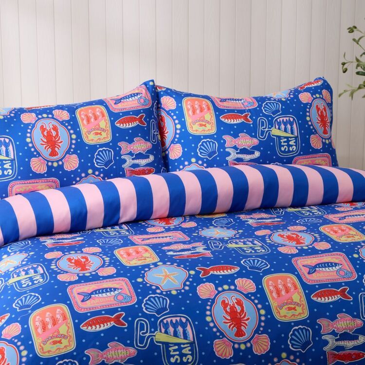 Shell Creatures Paint Craft Ombre Home Bright Coastal Pearl Quilt Cover Set Multicoloured ...