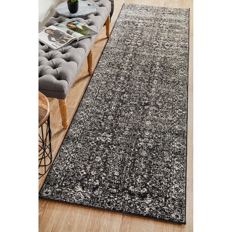 Transitional Rug Australia Rug Culture Estella Transitional Runner Charcoal 500 x 80 cm ...