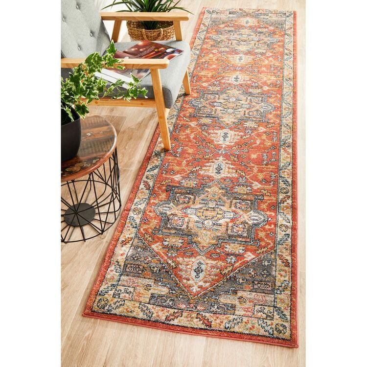 Rug Culture Legacy 850 Terracotta Runner Rug Multicoloured 400 x 80 cm