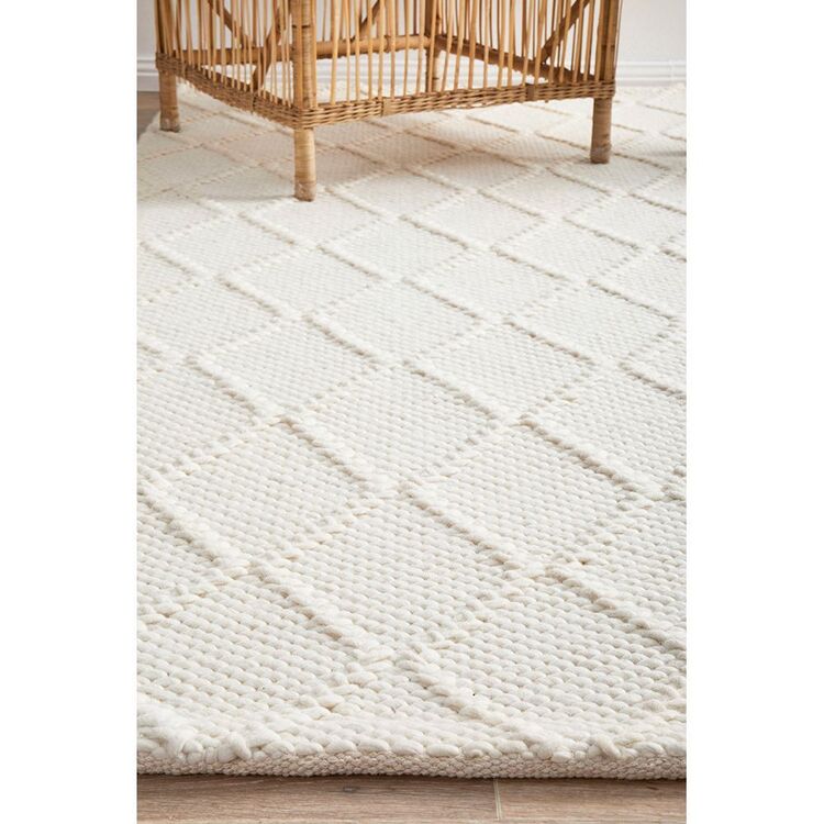 Raised Pattern White Rug Rug Culture Huxley Rug White | Spotlight Australia