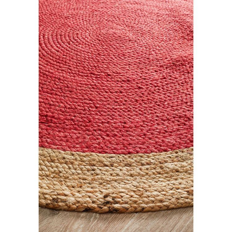 Round Jute Rug Red Rug Culture Atrium Polo Jute Round Rug Red | Spotlight Australia