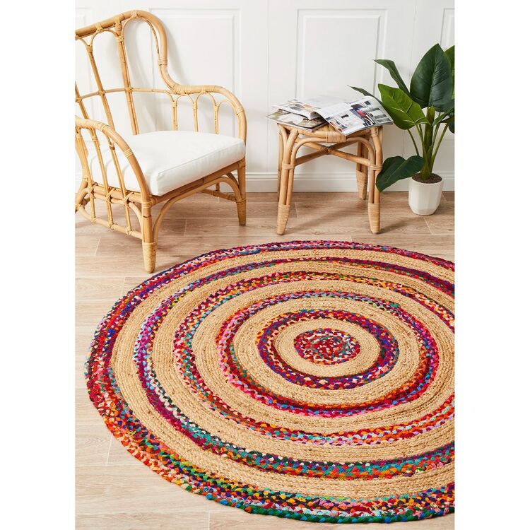 Rug Culture Atrium Target Round Cotton Rug Natural Jute