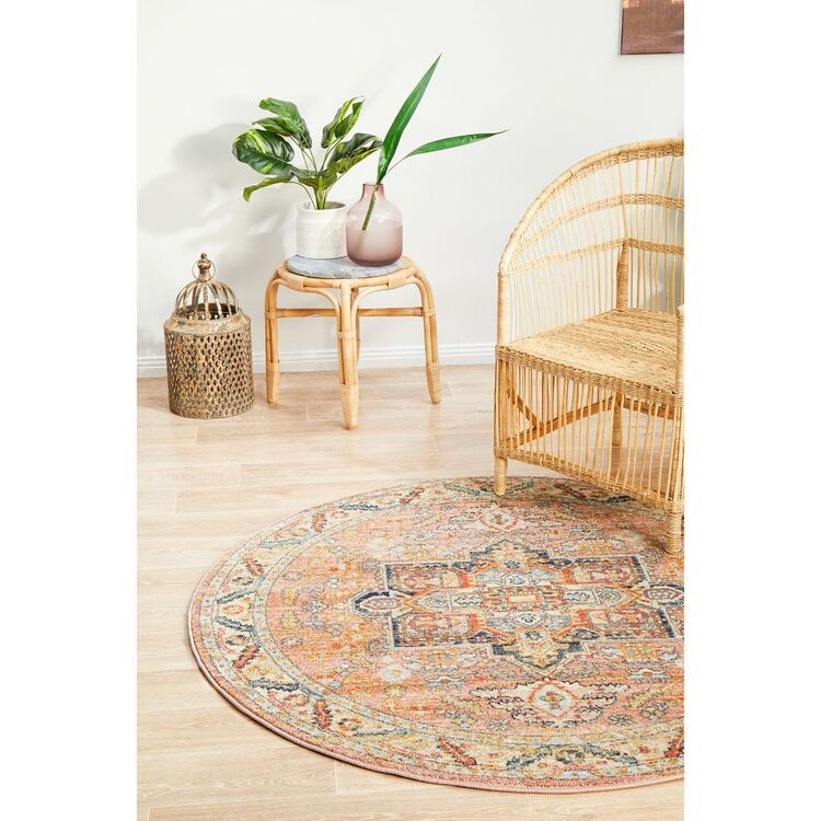 Rust Round Rug Rug Culture Legacy 850 Rust Round Rug Peach | Spotlight Australia