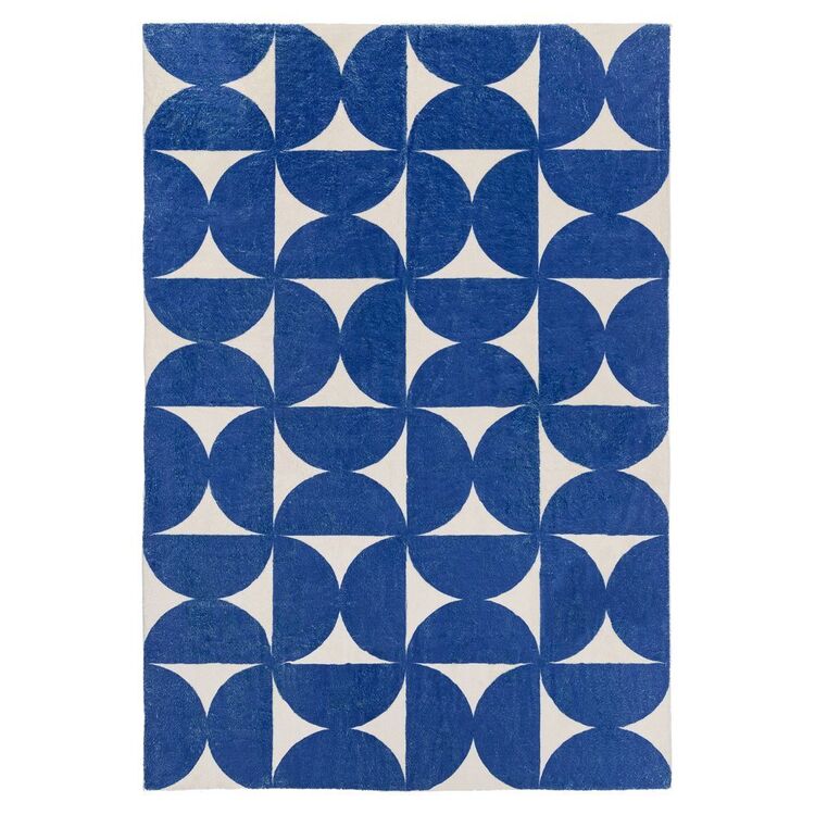 Loopsie Tosa Geometric Washable Rug Blue