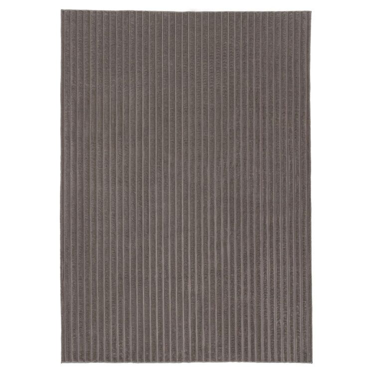Loopsie Niseko Striped Machine Washable Rug Dark Grey
