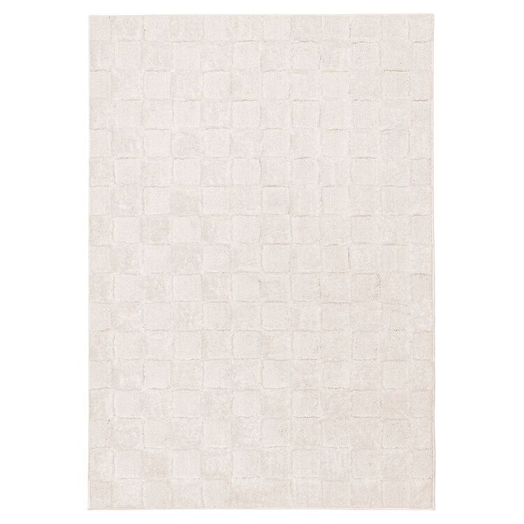 Subtle Checkered Rug Loopsie Ambra Checkered Rug Cream | Spotlight Australia