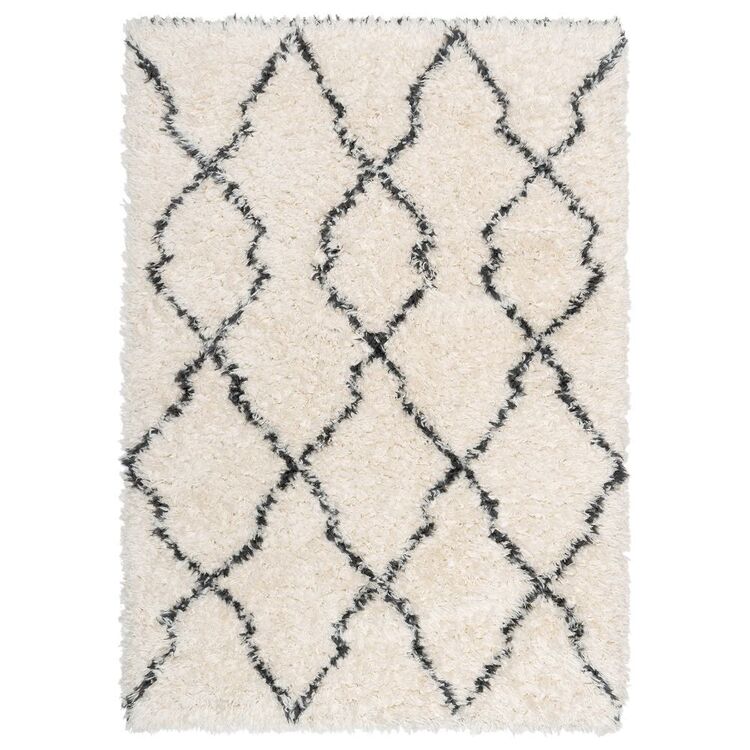 Loopsie Rusk Diamond Shag Rug Cream