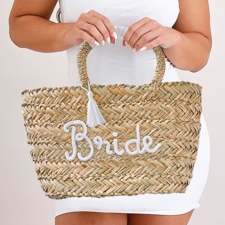 Ginger Ray Ginger Ray Hen Party Woven Bride Bag White
