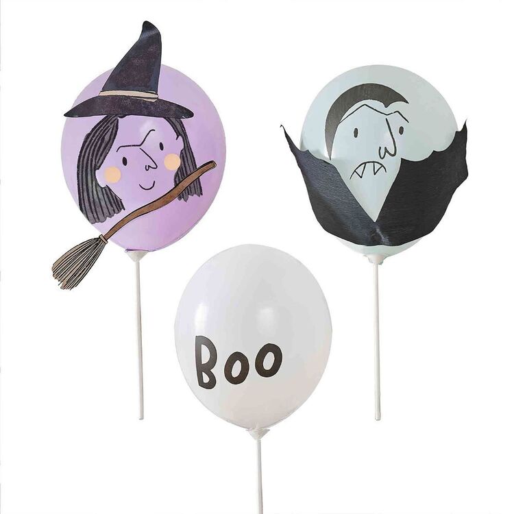 Ginger Ray Boo Crew Vampire & Witch Balloon Bundle Multicoloured