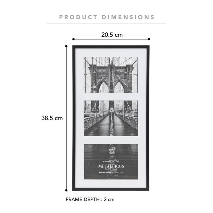 3 Slot Photo Frame 3 Pack Black
