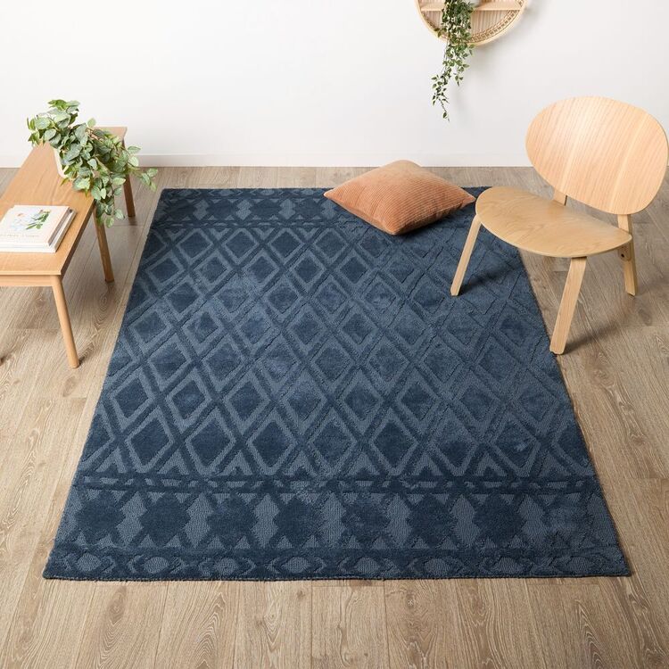 Spotlight Blue Rug KOO Byron Diamond Rug Blue | Spotlight Australia