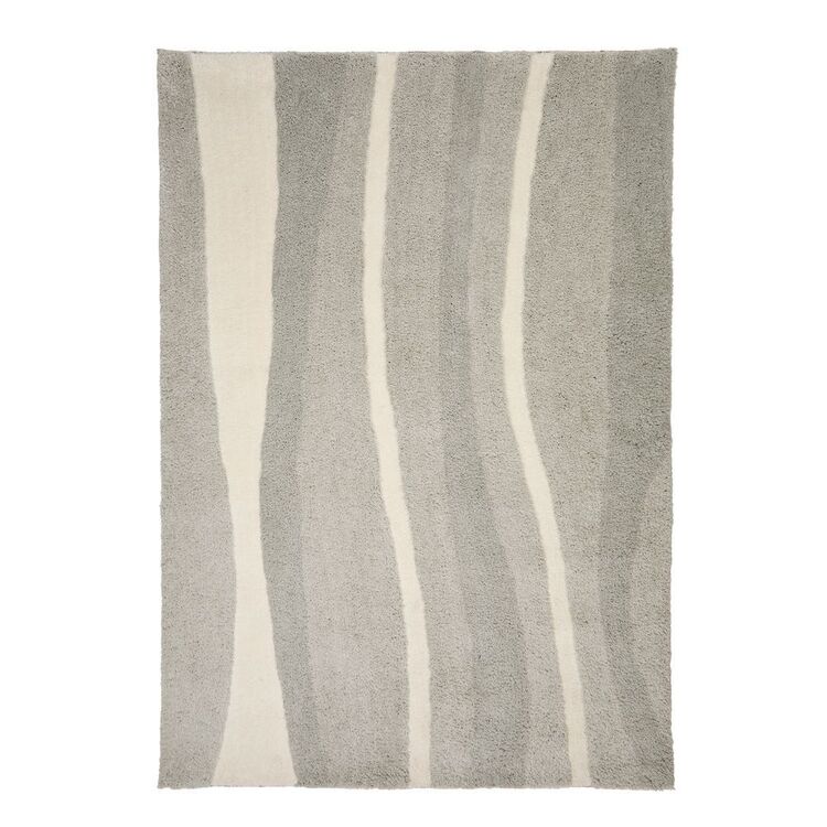 Polyester Rug Side View KOO Linear Polyester Plush Rug Grey