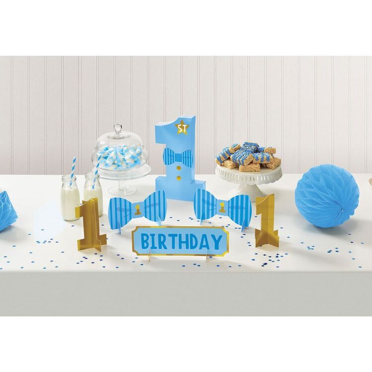 1st Birthday Boy Table Decorating Kit Blue - Main Image