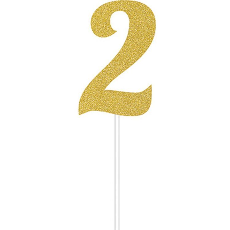 Number 2 Cake Topper Gold