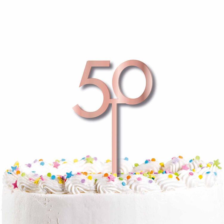 50 Cake Topper Pink