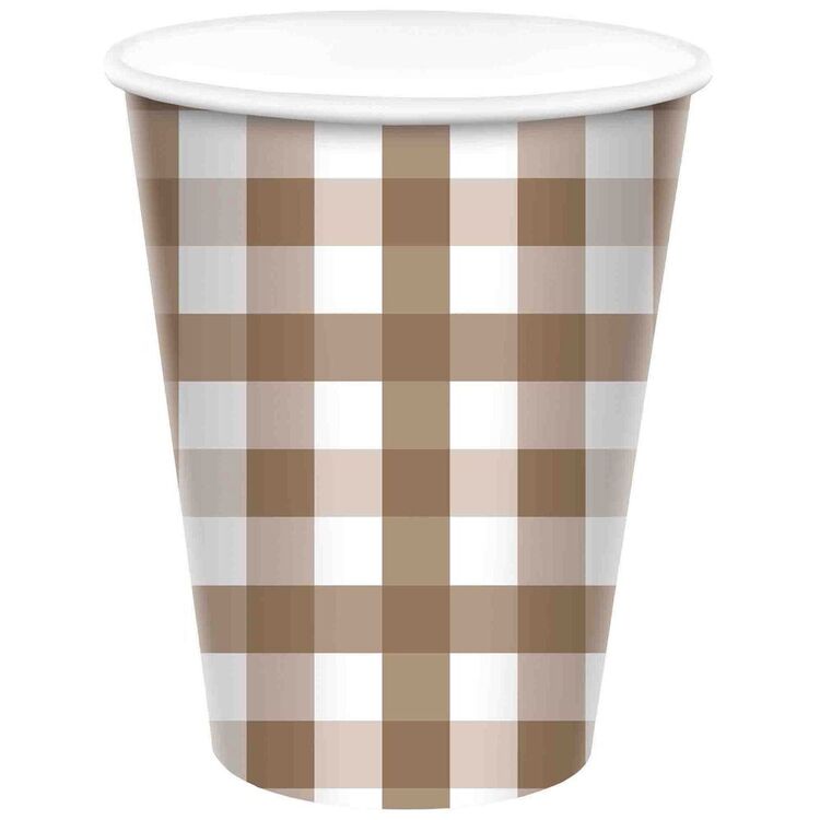 Gingham Paper Cup Brown