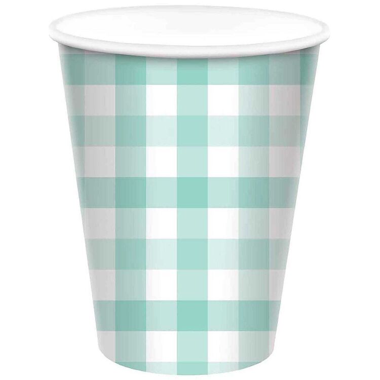 Gingham Paper Cup Green 266 mL