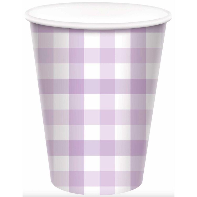 Gingham Paper Cup Purple
