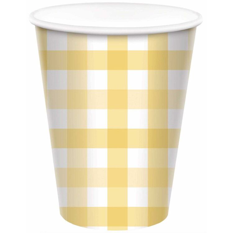 Gingham Paper Cup Yellow