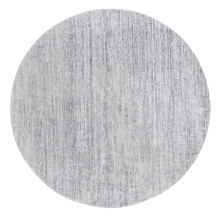 Loopsie Distressed Washable Round Rug Grey