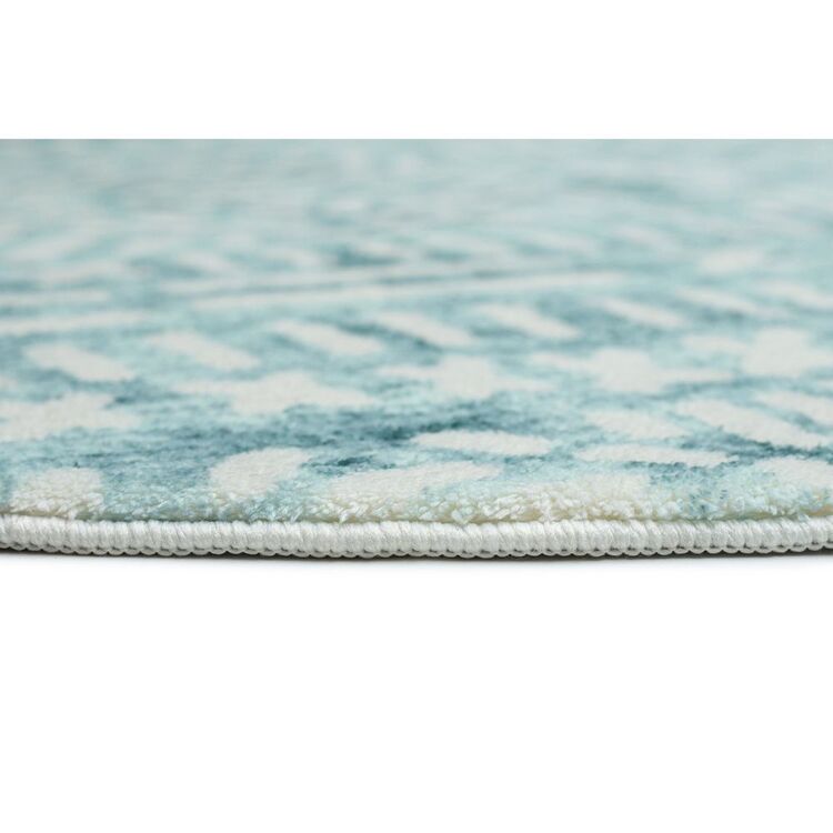 Spotlight Blue Rug Loopsie Tribal Washable Round Rug Blue | Spotlight Australia