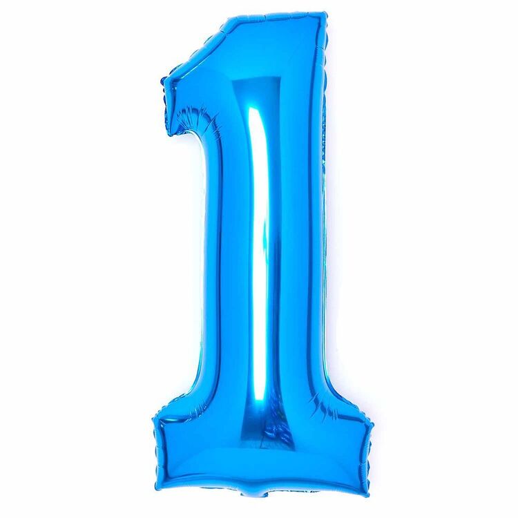 Large Number 1 Foil Balloon Blue 37 x 82 cm