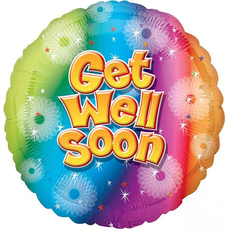 Standard Get Well Soon Rainbow Foil Balloon Multicoloured