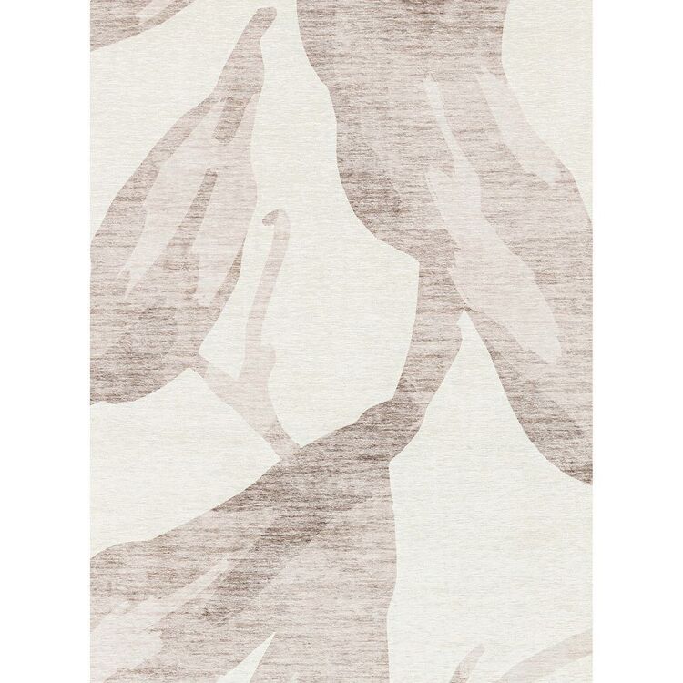 Shadow Botanical Rugs Loopsie Bainbridge Leaf Shadow Indoor/Outdoor Washable Rug Cream ...