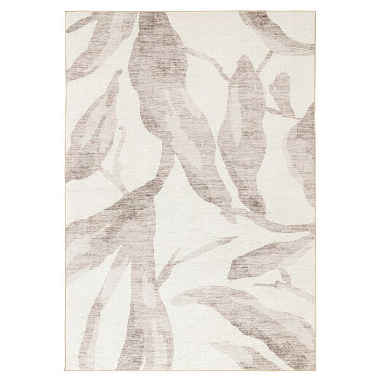 Shadow Botanical Rugs Loopsie Bainbridge Leaf Shadow Indoor/Outdoor Washable Rug Cream ...