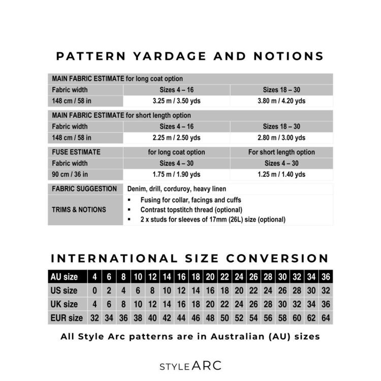 Style Arc Springfield Woven Coat Pattern