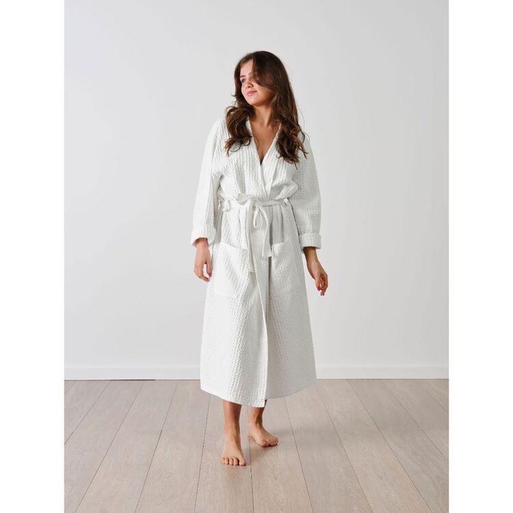 Linen House Keaton Bathrobe White | Spotlight Australia