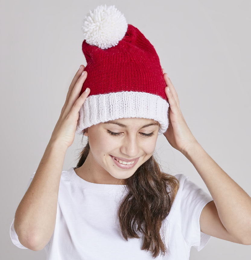 Pure Wool 8ply Santa Hat Project