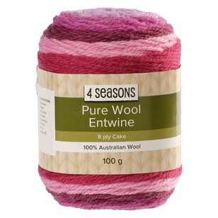 4 Seasons Pure Wool Entwine Cake Yarn Pink Stripes 100 g