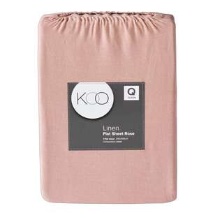 KOO Washed Linen Fitted Sheet Rose
