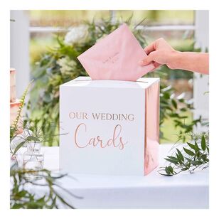 Ginger Ray Botanical Wedding Card Box With Rose Gold Text Natural & White