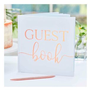 Ginger Ray Botanical Wedding Foil Finish Guest Book White & Rose Gold