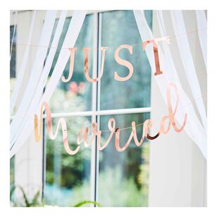 Ginger Ray Botanical Wedding Just Married Bunting Rose Gold