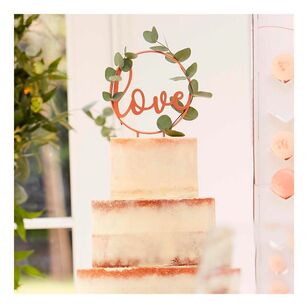 Ginger Ray Botanical Wedding Love Cake Topper Rose Gold