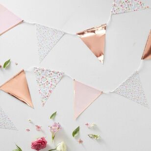 Ginger Ray Ditsy Floral Bunting Pink & Rose Gold 3.5 m