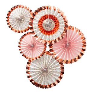 Ginger Ray Ditsy Floral Fan Decorations 5 Pack Pink & Rose Gold
