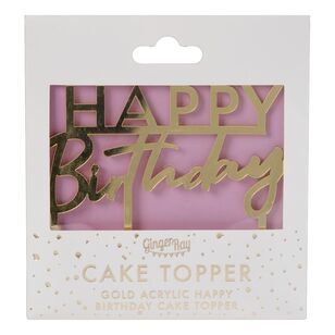 Ginger Ray Mix It Up Acrylic Happy Birthday Cake Topper Gold