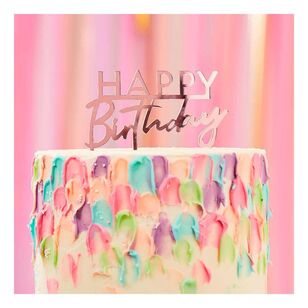 Ginger Ray Mix It Up Acrylic Happy Birthday Cake Topper Rose Gold